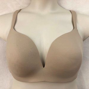 Cacique 38DD Simply Wire Free Plunge Beige Full Coverage Bra Lined Wireless